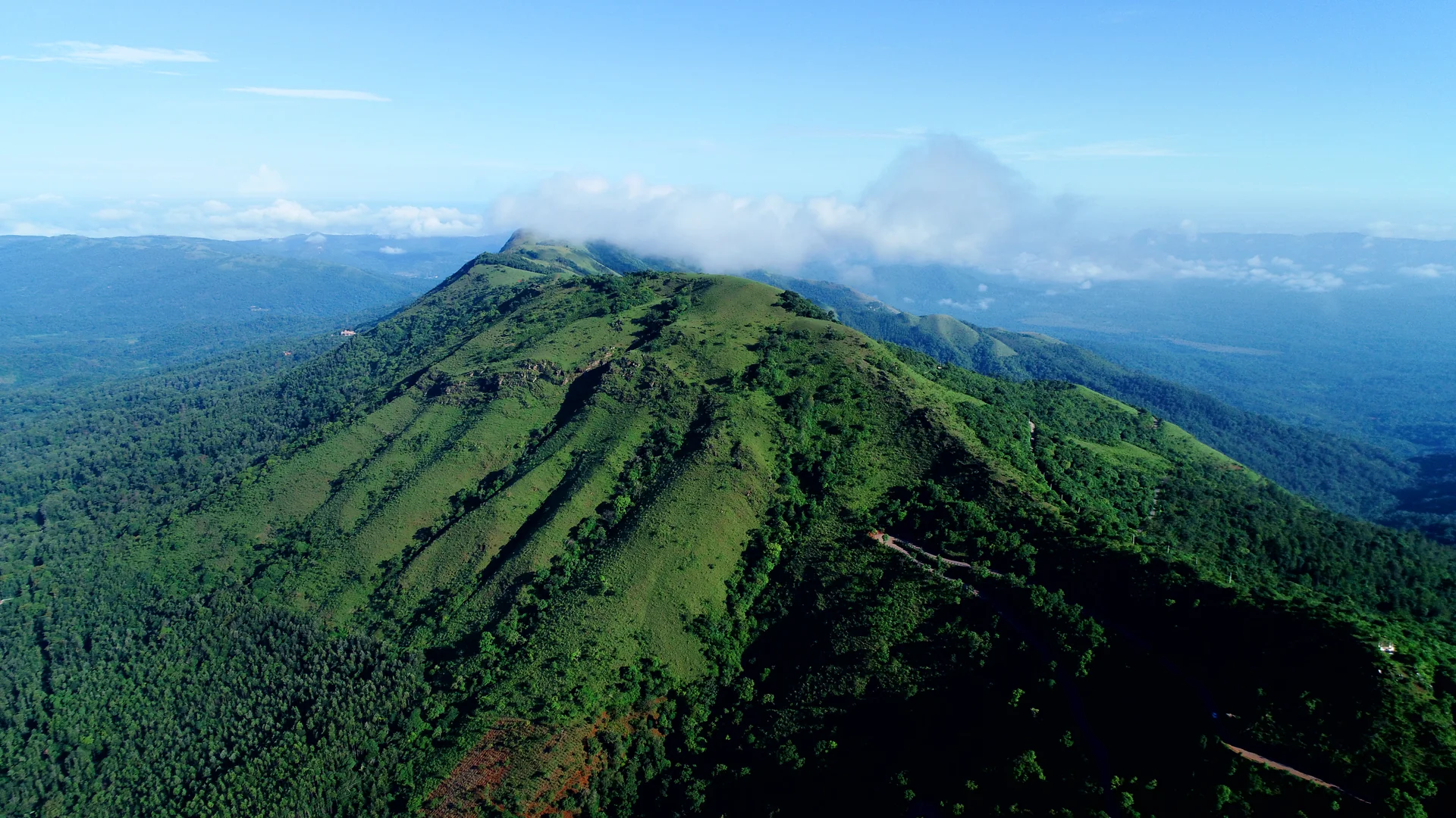 Lush mountain ridges in Karnataka’s Western Ghats